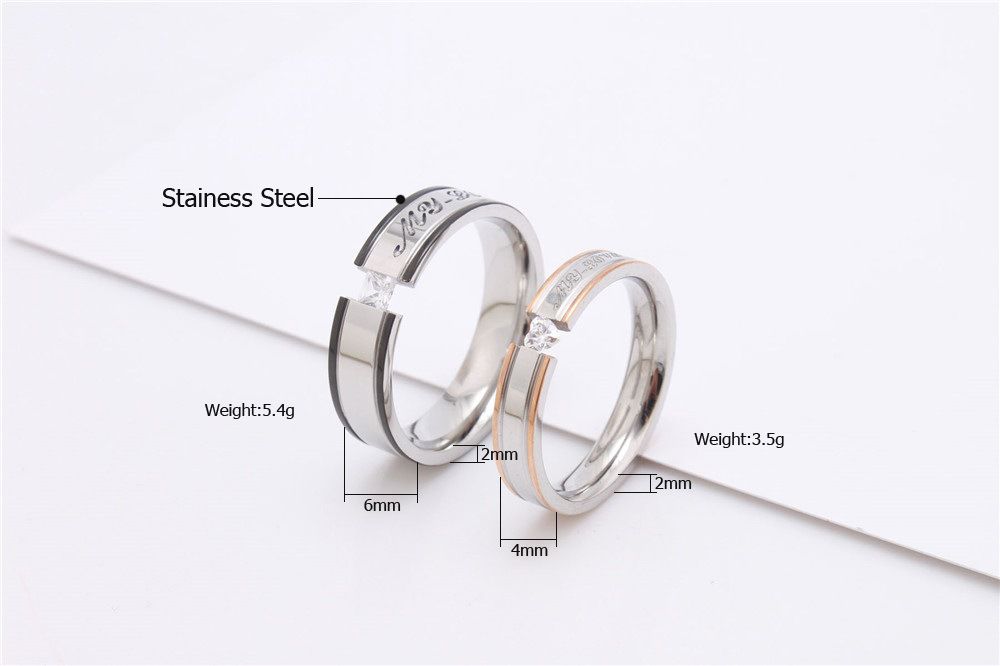 Europe and the United States fashion personalized Cubic zircon titanium steel couple ring wholesale | Wholesale Jewelry Only 3