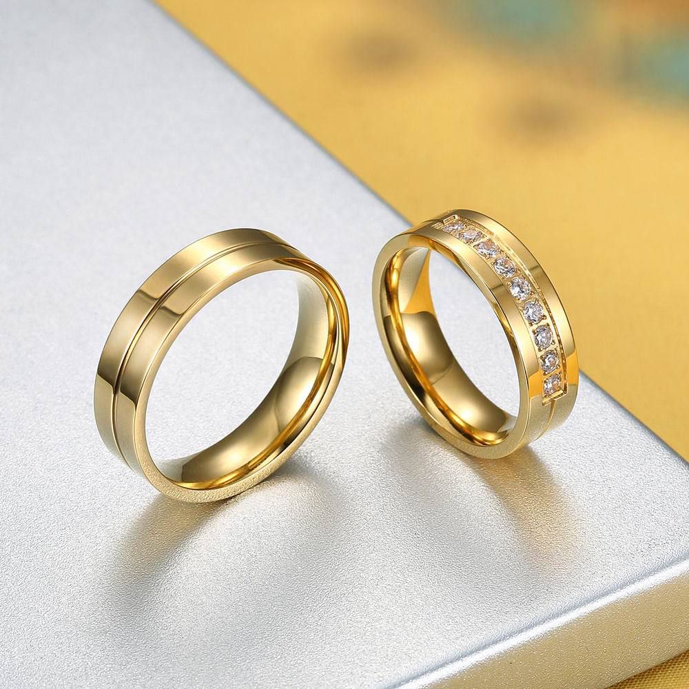 Hot new stainless steel fashion 18K men's and women's rings Couple titanium steel ring | Wholesale Jewelry Only 1