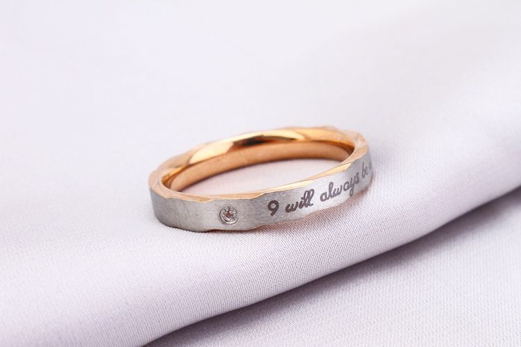 Creative Titanium Stainless Steel Rhinestone Couple Ring Rose Gold | Wholesale Jewelry Only 2
