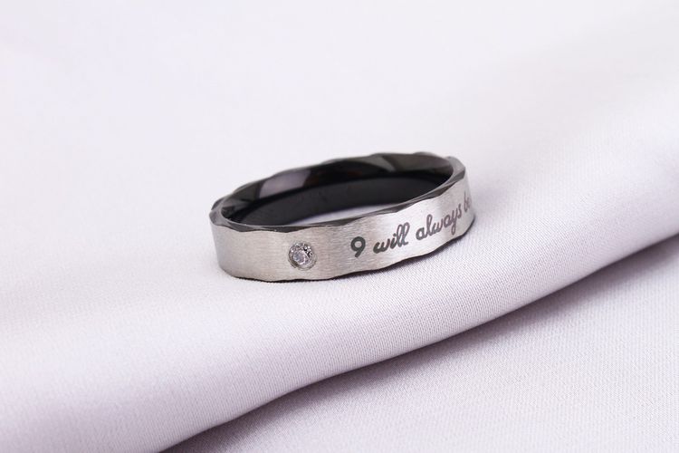 Creative Titanium Stainless Steel Rhinestone Couple Ring Rose Gold | Wholesale Jewelry Only 3