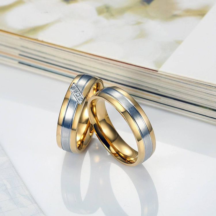 Aesthetic couple ring wholesale 18K gold micro-set zirconia fashion stainless steel ring | Wholesale Jewelry Only 3