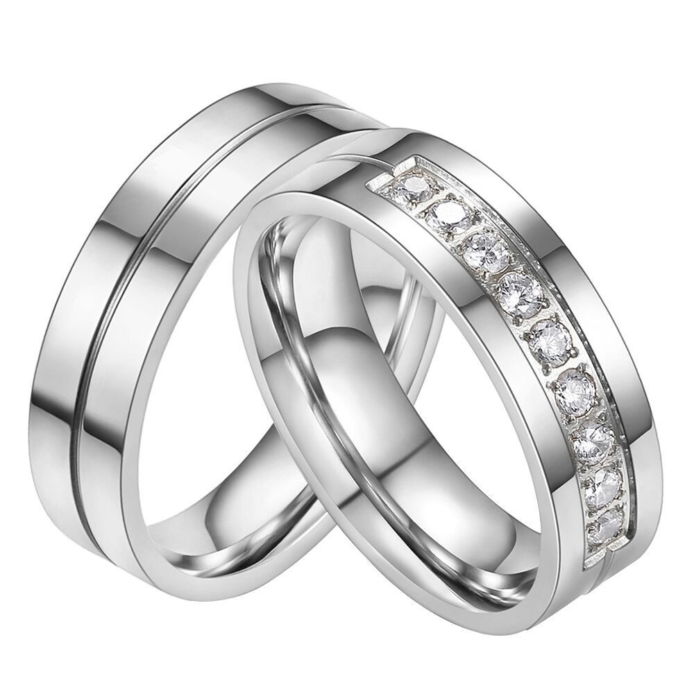 Fashion personalized new zirconia stainless steel couple ring | Wholesale Jewelry Only 0