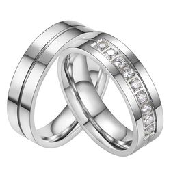 Fashion personalized new zirconia stainless steel couple ring | Wholesale Jewelry Only