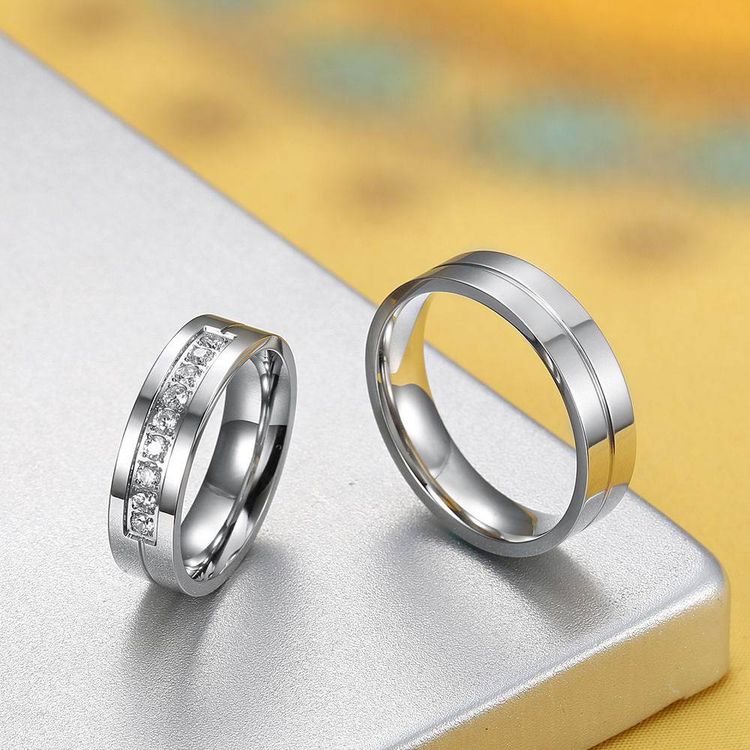 Fashion personalized new zirconia stainless steel couple ring | Wholesale Jewelry Only