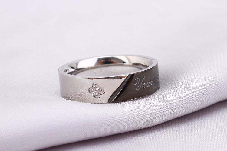 Titanium Stainless Steel Couple Rings Stylish Diamond Encrusted Alphabet Ring Wholesale | Wholesale Jewelry Only 2