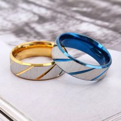 Brushed Fashion Hipster Bully Blue Titanium Steel Ring for Men and Women | Wholesale Jewelry Only