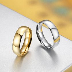 Gold glossy simple Men's and women's personalized titanium steel couple's ring | Wholesale Jewelry Only