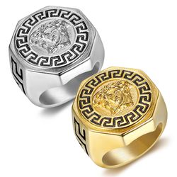 Ancient Greek Mythology Hip Hop Punk Vintage Avatar Titanium Men's Ring | Wholesale Jewelry Only