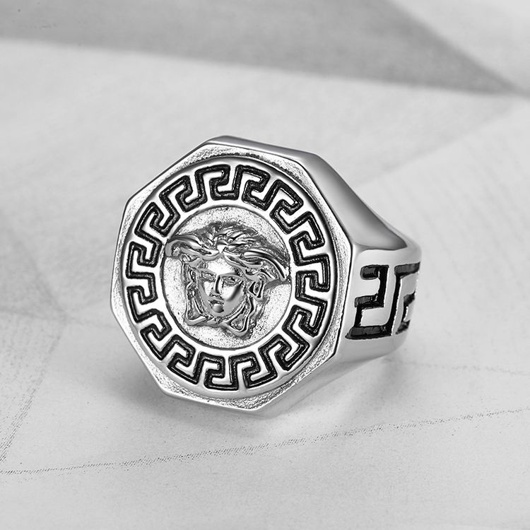 Ancient Greek Mythology Hip Hop Punk Vintage Avatar Titanium Men's Ring | Wholesale Jewelry Only 2