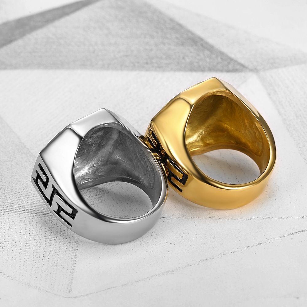 Ancient Greek Mythology Hip Hop Punk Vintage Avatar Titanium Men's Ring | Wholesale Jewelry Only 3