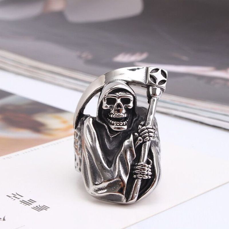 Wholesale Punk Retro Sickle Skull Men's Titanium Ring | Wholesale Jewelry Only 4