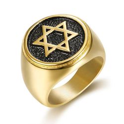 Wholesale Vintage Hexagram Titanium Men's King Solomon Ring | Wholesale Jewelry Only