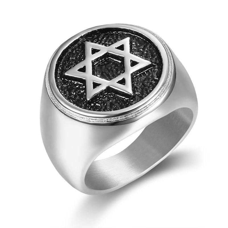 Wholesale Vintage Hexagram Titanium Men's King Solomon Ring | Wholesale Jewelry Only 1