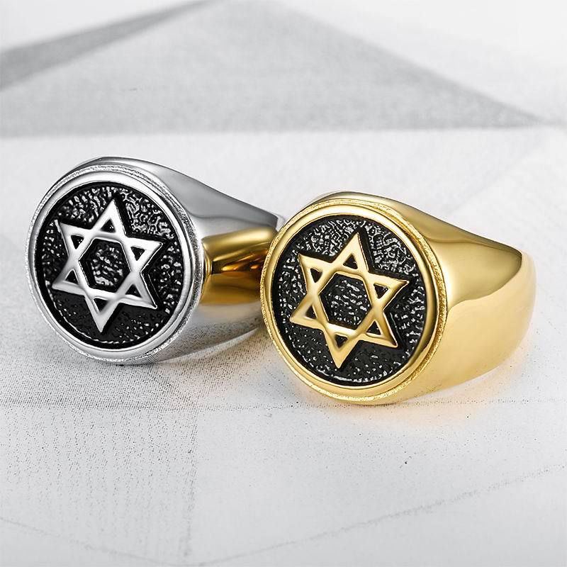 Wholesale Vintage Hexagram Titanium Men's King Solomon Ring | Wholesale Jewelry Only 2