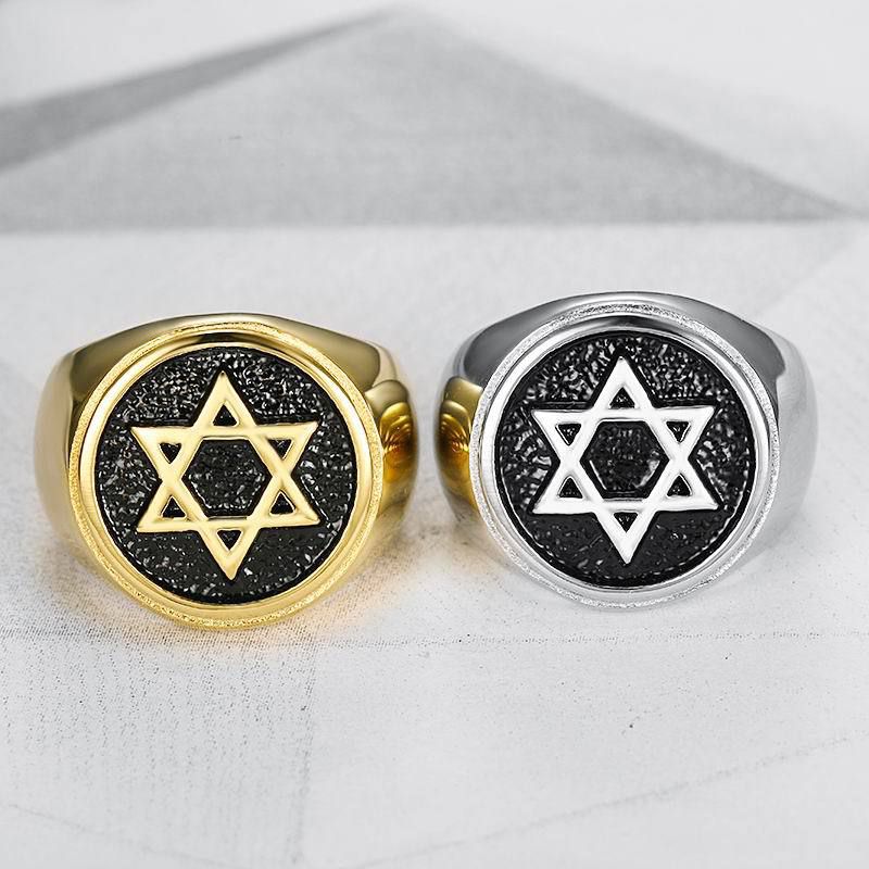 Wholesale Vintage Hexagram Titanium Men's King Solomon Ring | Wholesale Jewelry Only 4