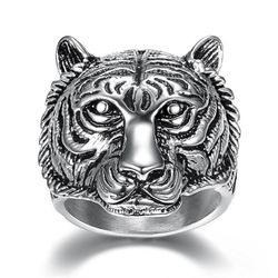 Retro Creative Tiger Head Men's Stainless Steel Ring | Wholesale Jewelry Only