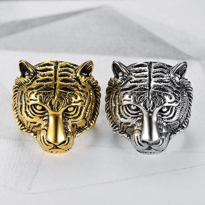 Retro Creative Tiger Head Men's Stainless Steel Ring | Wholesale Jewelry Only 2