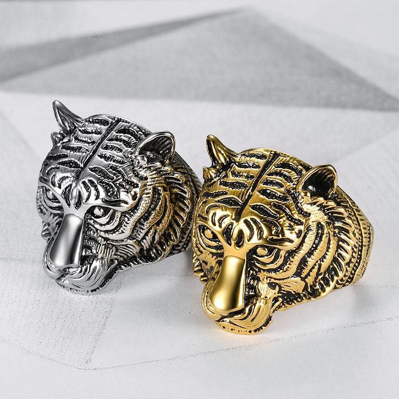 Retro Creative Tiger Head Men's Stainless Steel Ring | Wholesale Jewelry Only 3