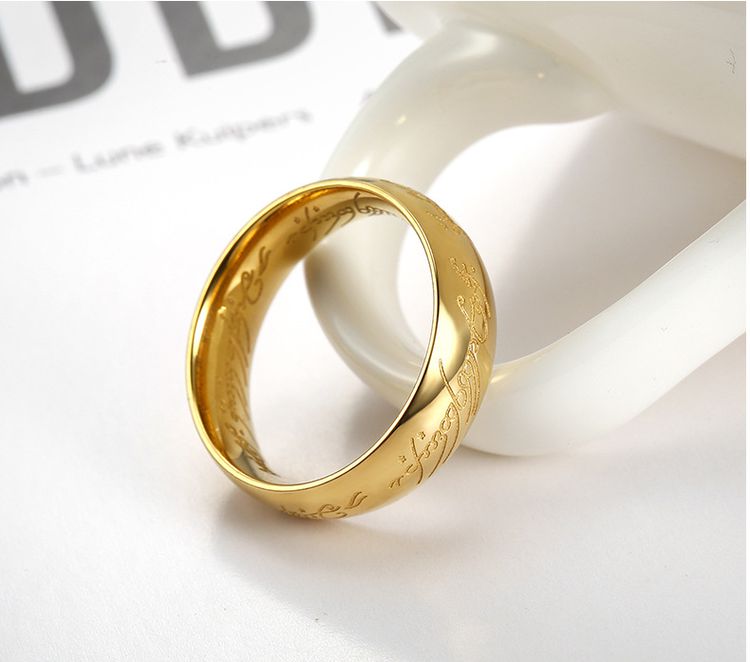 Europe and the United States retro domineering titanium steel men's gold ring | Wholesale Jewelry Only 3