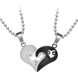 Romantic Letter Heart Puzzle Pendant Titanium Steel Couple Necklace  | Wholesale Jewelry Only