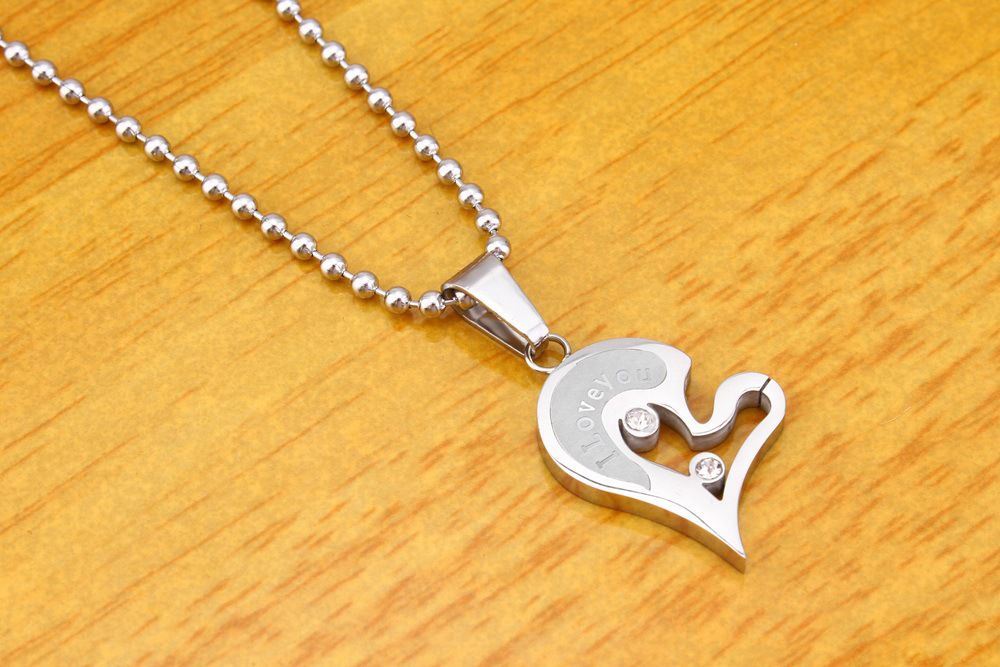 Romantic Letter Heart Puzzle Pendant Titanium Steel Couple Necklace  | Wholesale Jewelry Only 2