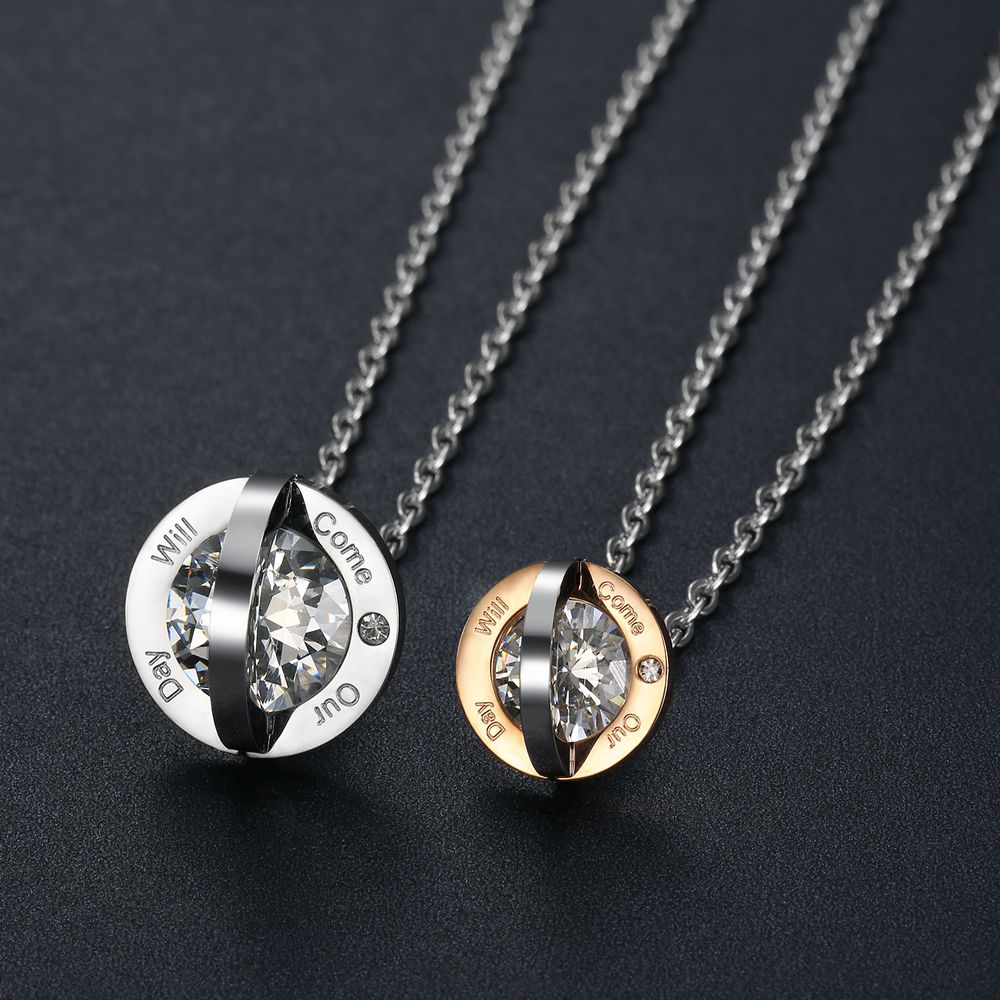 Hip Hop Elegant Round Zirconia Pendant Couple Necklace | Wholesale Jewelry Only 1