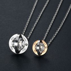 Hip Hop Elegant Round Zirconia Pendant Couple Necklace | Wholesale Jewelry Only