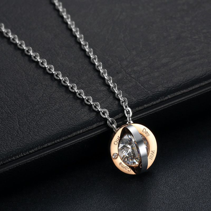 Hip Hop Elegant Round Zirconia Pendant Couple Necklace | Wholesale Jewelry Only 4
