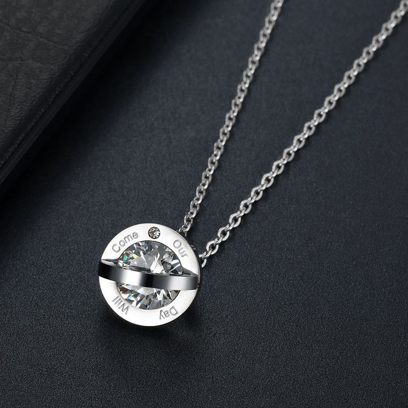 Hip Hop Elegant Round Zirconia Pendant Couple Necklace | Wholesale Jewelry Only 5