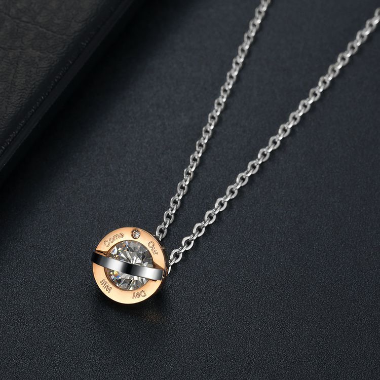 Hip Hop Elegant Round Zirconia Pendant Couple Necklace | Wholesale Jewelry Only 6