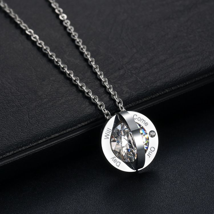 Hip Hop Elegant Round Zirconia Pendant Couple Necklace | Wholesale Jewelry Only 7