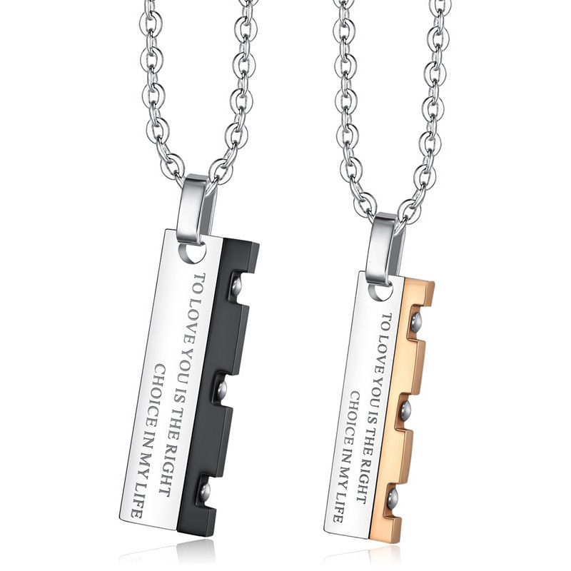 Hip Hop Punk Vintage Blade Patchwork Titanium Steel Couple Pendant Necklace | Wholesale Jewelry Only 0