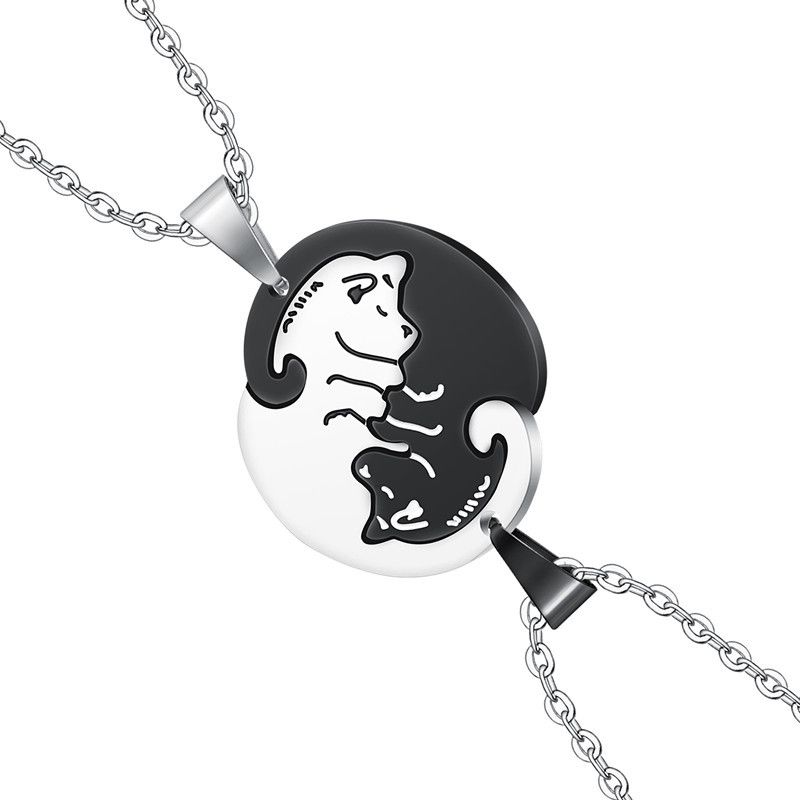 Creative dog hug pendant Wholesale Couple stainless steel Necklace  | Wholesale Jewelry Only 0