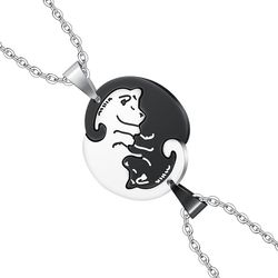 Creative dog hug pendant Wholesale Couple stainless steel Necklace  | Wholesale Jewelry Only