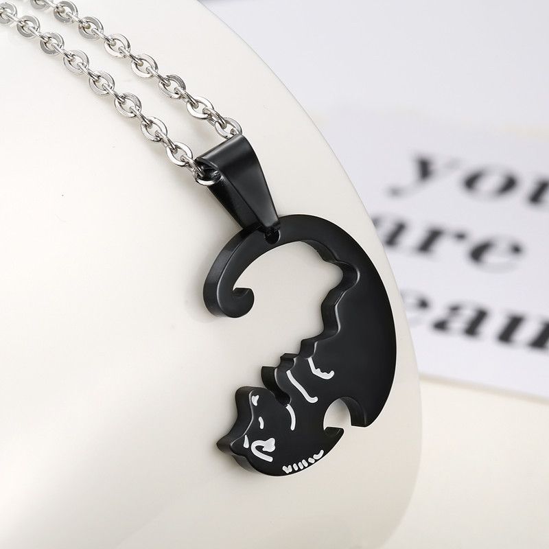 Creative dog hug pendant Wholesale Couple stainless steel Necklace  | Wholesale Jewelry Only 2