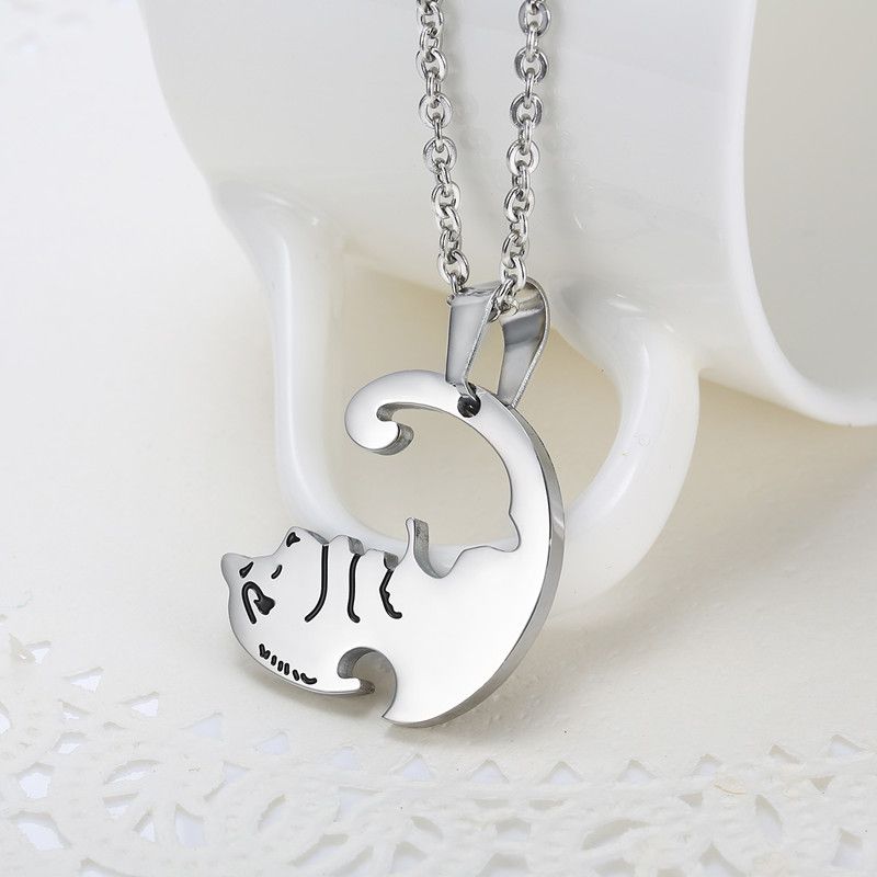 Creative dog hug pendant Wholesale Couple stainless steel Necklace  | Wholesale Jewelry Only 3