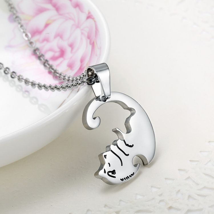 Creative dog hug pendant Wholesale Couple stainless steel Necklace  | Wholesale Jewelry Only 5