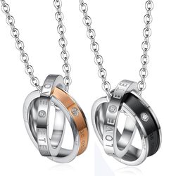 Wholesale Fashion Stainless Steel Personalized Zirconia Pendant Couple Necklace  | Wholesale Jewelry Only