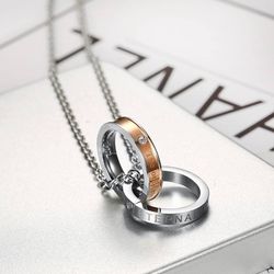 Wholesale Fashion Stainless Steel Personalized Zirconia Pendant Couple Necklace  | Wholesale Jewelry Only