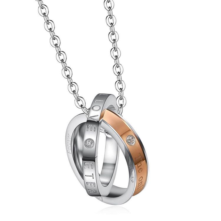 Wholesale Fashion Stainless Steel Personalized Zirconia Pendant Couple Necklace  | Wholesale Jewelry Only 2