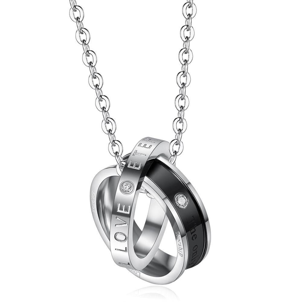 Wholesale Fashion Stainless Steel Personalized Zirconia Pendant Couple Necklace  | Wholesale Jewelry Only 3