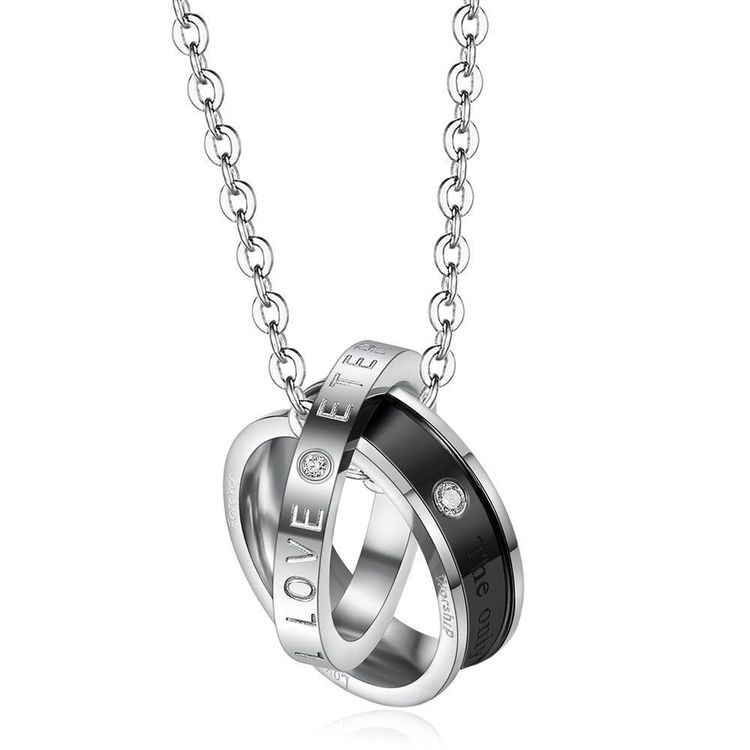 Wholesale Fashion Stainless Steel Personalized Zirconia Pendant Couple Necklace  | Wholesale Jewelry Only 3