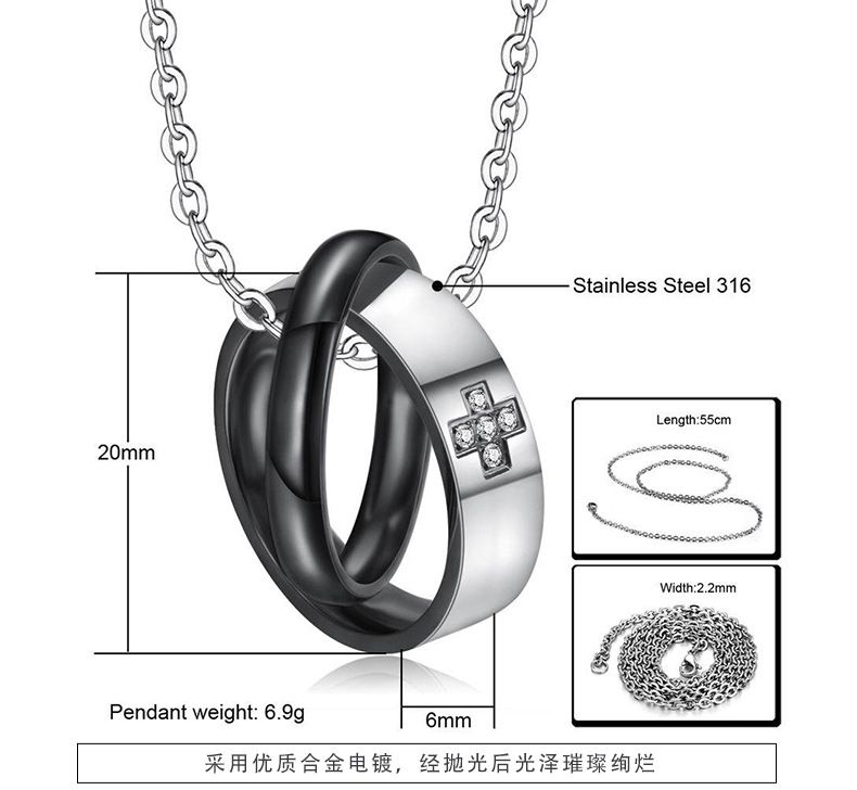 Hip Hop Cross Heart Pendant Stainless Steel Couple Necklace Wholesale | Wholesale Jewelry Only 5