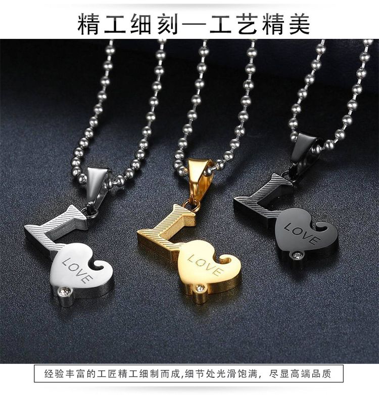 Wholesale Titanium Couple's Necklace LOVE Letters Zirconia Patchwork Pendant  | Wholesale Jewelry Only 6