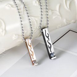 New Square Flame Pendant Wholesale Stainless Steel Couple Necklace | Wholesale Jewelry Only