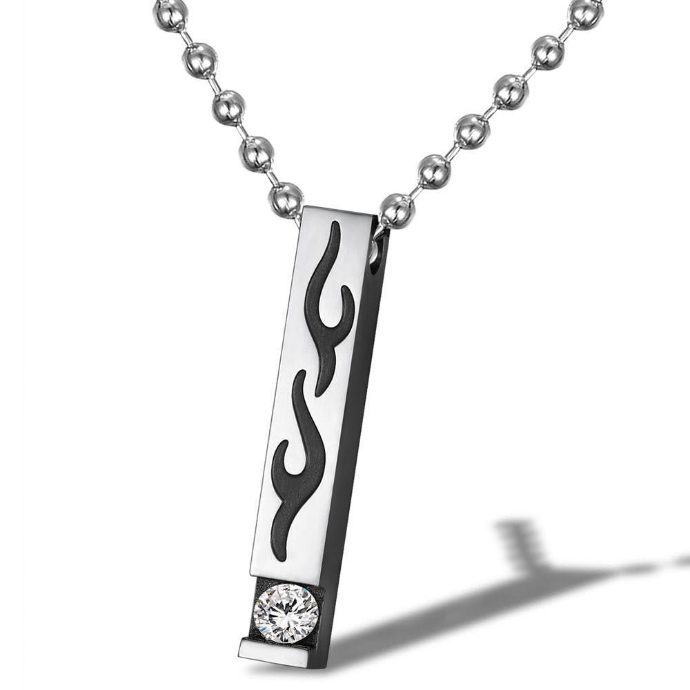 New Square Flame Pendant Wholesale Stainless Steel Couple Necklace | Wholesale Jewelry Only 3