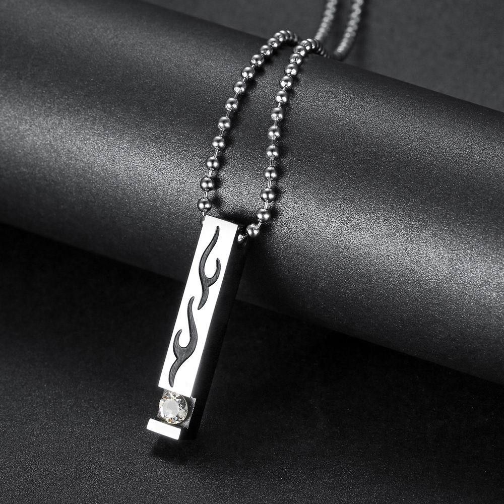 New Square Flame Pendant Wholesale Stainless Steel Couple Necklace | Wholesale Jewelry Only 7