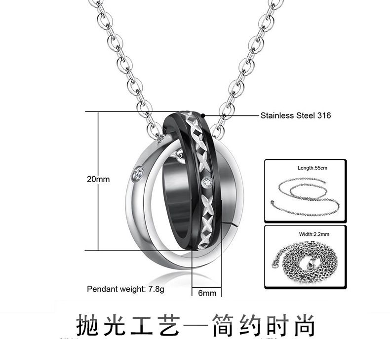 Wholesale Creative Celebrity Titanium steel couple pendant necklace | Wholesale Jewelry Only 5