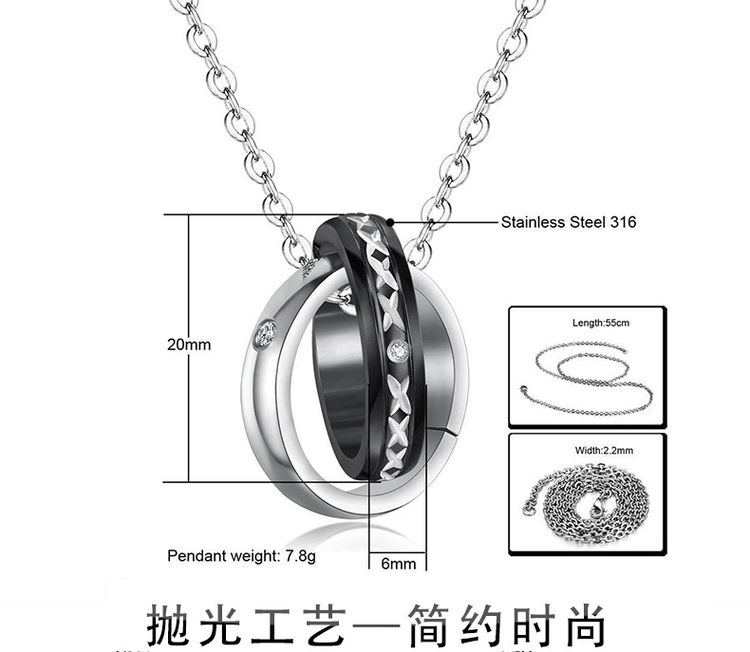 Wholesale Creative Celebrity Titanium steel couple pendant necklace | Wholesale Jewelry Only 5