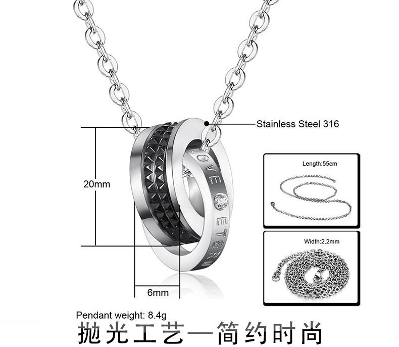 Fashion Celebrity Sawtooth Titanium Stainless Steel Couple necklace | Wholesale Jewelry Only 5